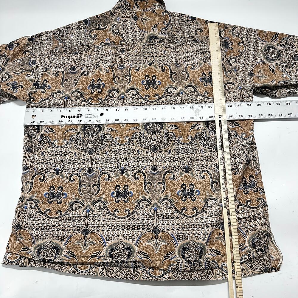 Fresh Groove Mens Shirt size L Brown Short Sleeve Button Up Paisley 100% Cotton - Picture 4 of 8